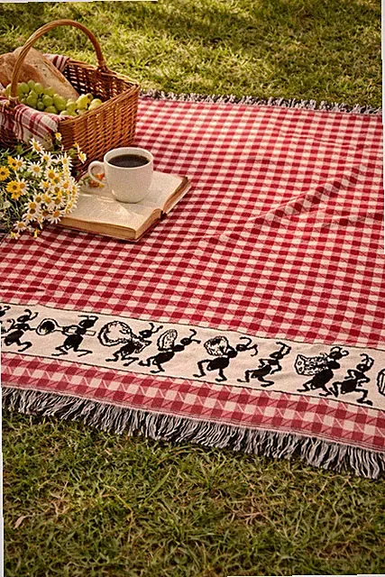 1994 Ants at a PicnicWoven Tapestry Throw BlanketRed Gingham Checker MWW