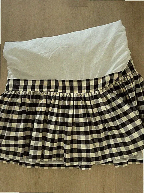 Black Cream Gingham Ruffle Bed Skirt Twin 72x54 16 Drop Cottage Farmhouse