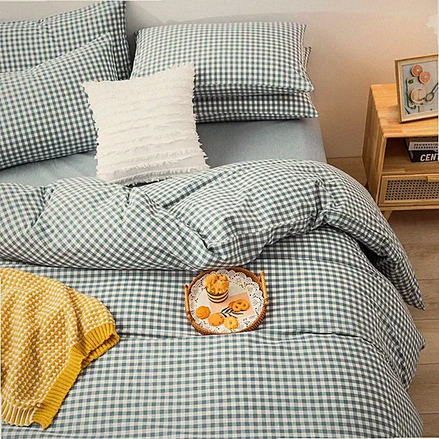 Blue Gingham Comforter Set Full, Plaid Comforter Set 3 Pieces 1 Blue Grid Com...