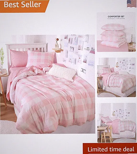 Charming Gingham Comforter Set - Twin/Twin XL, Lightweight Microfiber Bedding