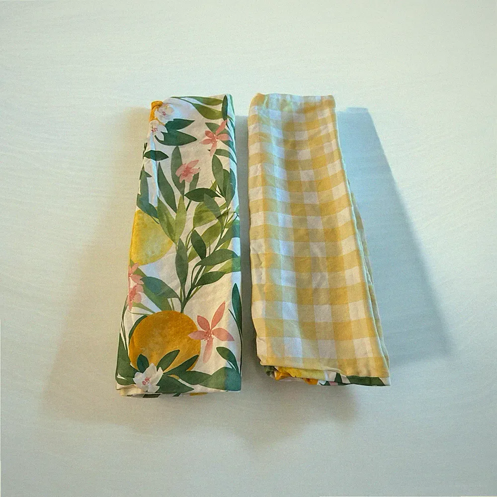 Charter Club Yellow Fruit Gingham Green Pillow Shams Pillowcases Set Standard