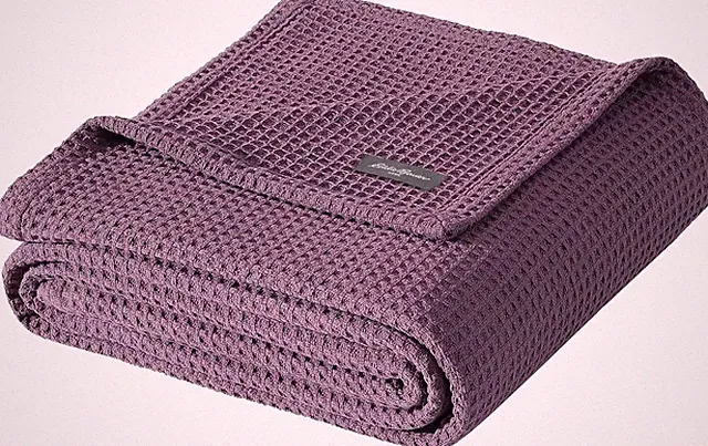 Cozy Purple Waffle Weave Twin Blanket, Soft Cotton, 400 GSM for Couch/Bed