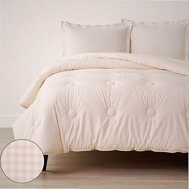 Ditsy Gingham Classic Cool Organic Cotton Percale Comforter Set|5962