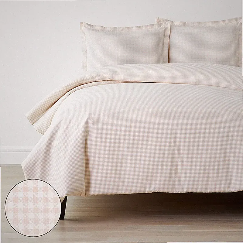 Ditsy Gingham Classic Cool Organic Cotton Percale Duvet Cover Set|5961