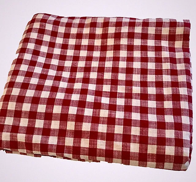EUC Ralph Lauren COLD SPRING Red & Cream Gingham 100% Cotton Full Flat Sheet