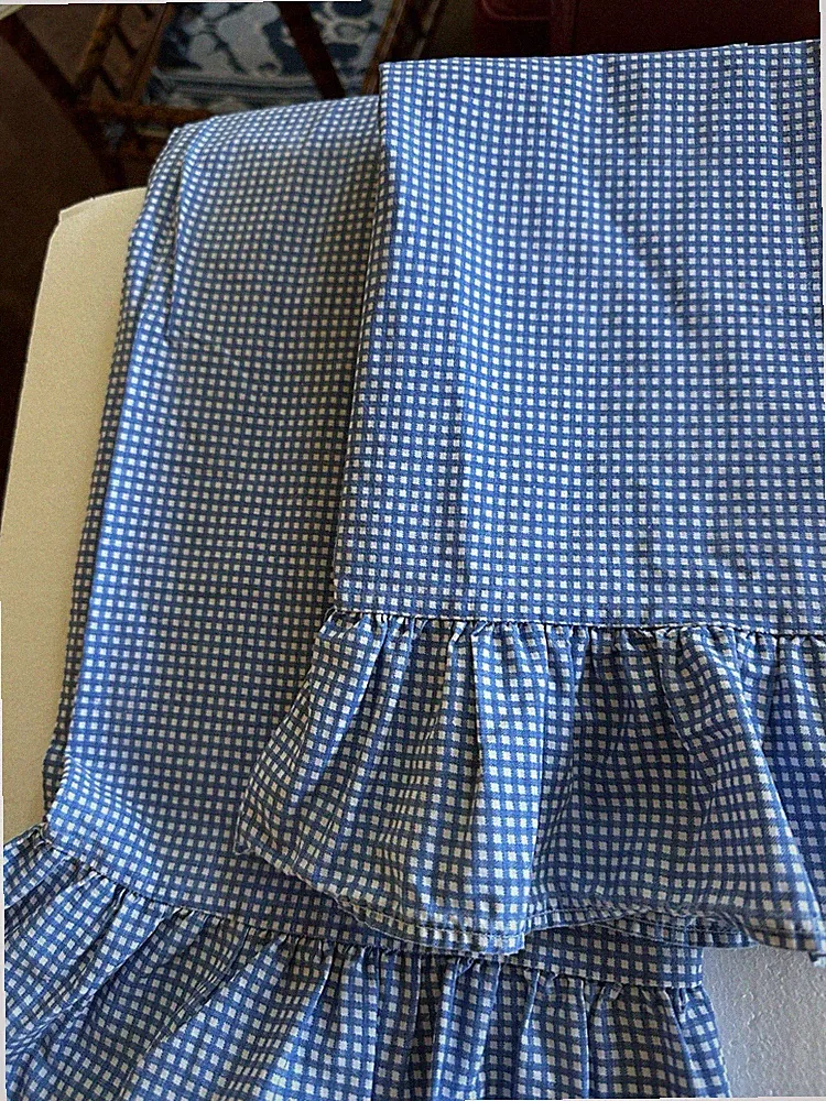 Excellent Ralph Lauren King Size Ruffled Gingham Shams