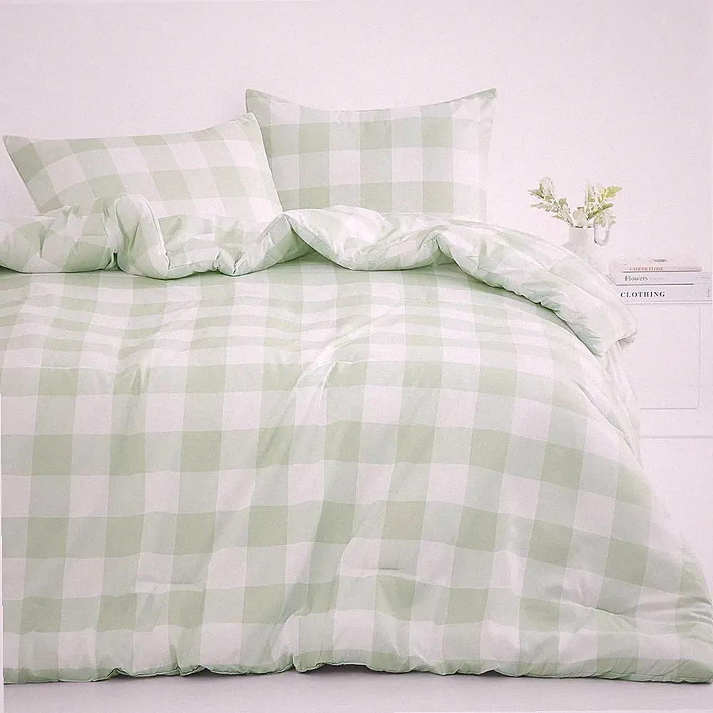 Gingham Comforter Set, Plaid Buffalo Check Checkered Cottagecore Cute Geometri