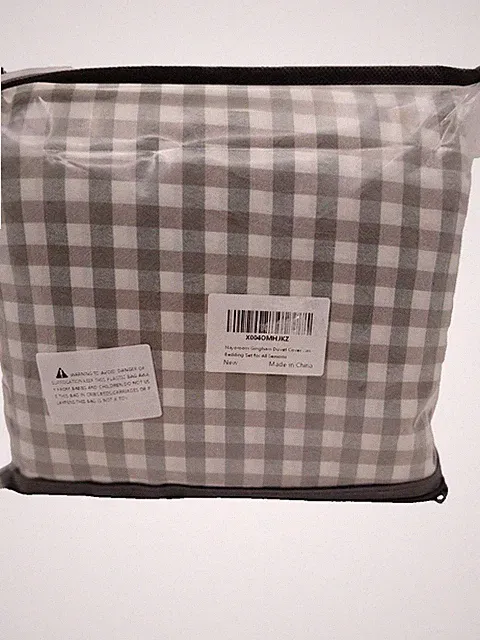 Gingham Duvet Cover Queen Brown, Cream and Green