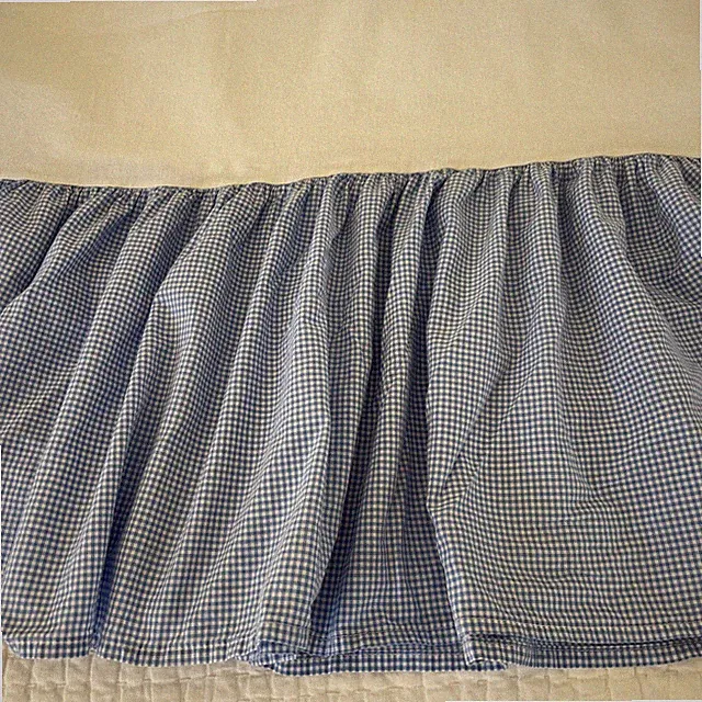 HTF RALPH LAUREN SMALL GINGHAM BLUE BEDSKIRT KING Split corners 14" drop