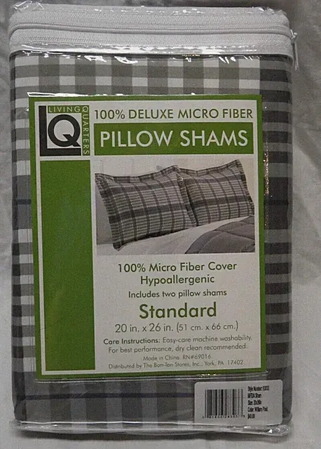 Living Quarters Gingham Standard Pillow Shams 100% Micro Fiber Hypoallergenic