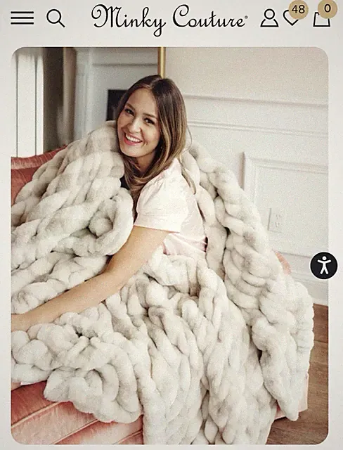 Minky Couture Hugs Sophia Cream Gingham Designer Blanket Luxury Throw Travel