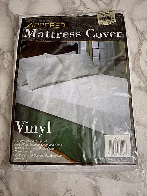 New In Bag Full Size Bed Mattress Protector Nylon Zippered Plastic Waterproof