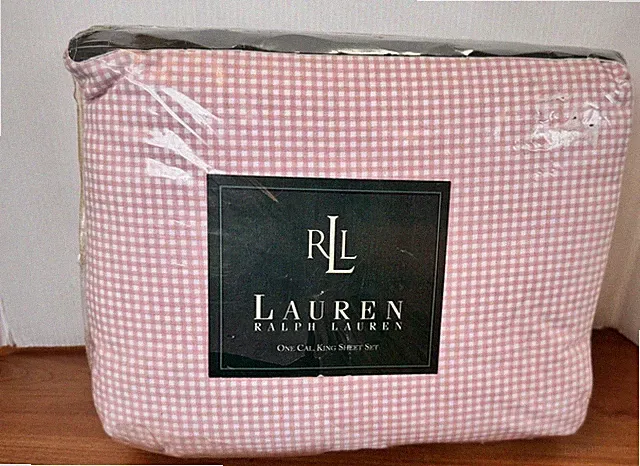 New Ralph Lauren small Gingham Pink CAL KING Sheet Set Nip LRL
