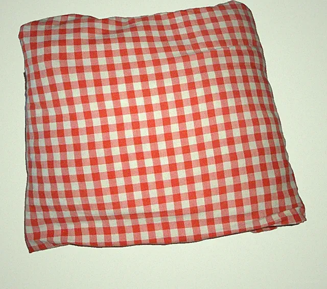 POTTERY BARN CORAL & WHITE GINGHAM CHECKS (1) TWIN XL FITTED SHEET 11"
