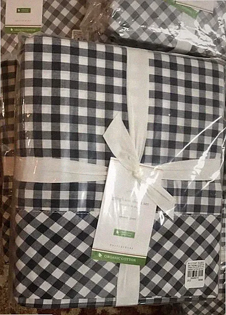 Pottery Barn Gingham Check Sheet Set Navy Blue Twin XL Farmhouse Florentine 3p🦩
