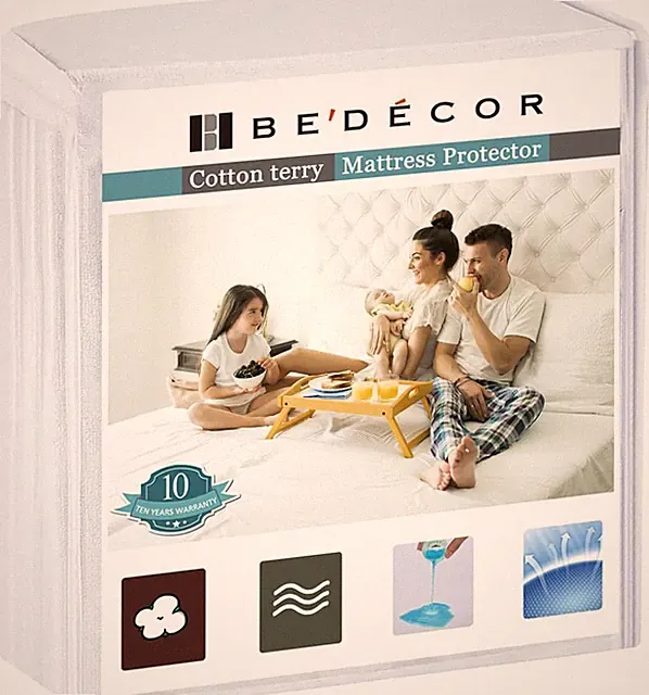 Queen Waterproof Mattress Protector Fitted Deep Pocket for 9-18 Inch Beds