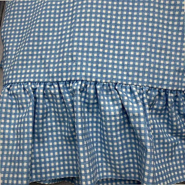 RALPH LAUREN SMALL GINGHAM BLUE RUFFLED PAIR OF KING SHAMS EUC