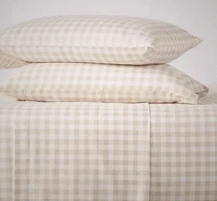 Room Essentials TWIN / XL-TWIN Sheet Set Khaki Gingham Microfiber Soft NWT