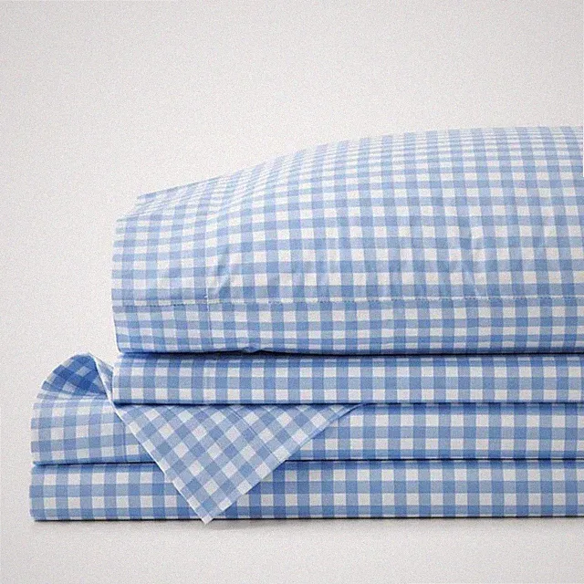 The Company Store Gingham Classic Cool Organic Cotton Percale Bed Sheet Set