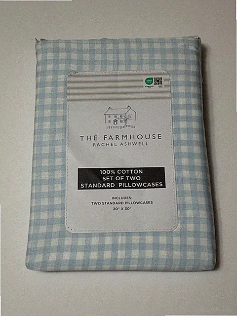 The Farmhouse Rachel Ashwell Standard Pillowcase Set - Light Blue Gingham