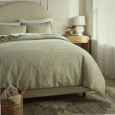 Threshold Duvet Cover Set Cotton Vintage Mini Gingham, Moss Green, Full/Queen