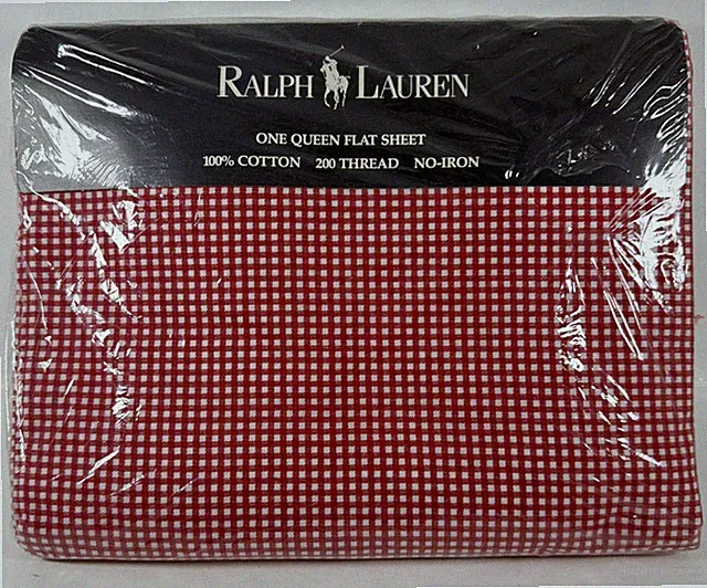 Vintage Ralph Lauren Flat Queen sheet Gingham Red