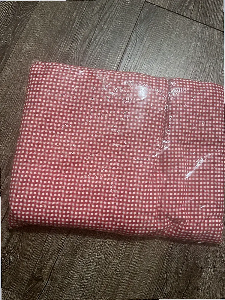 Vintage Ralph Lauren Full Flat Sheet Muted Red & White Gingham 100% Cotton NOS