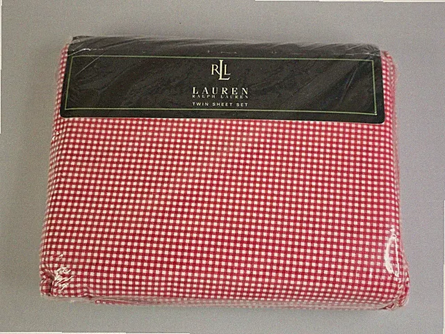 VTG Ralph Lauren Gingham Set Twin Red 200 Thread Count 100% Cotton Made In USA !