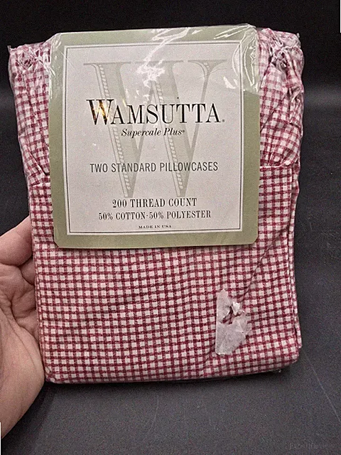 Wamsutta Two Standard Pillowcases Red Gingham Ruffle New
